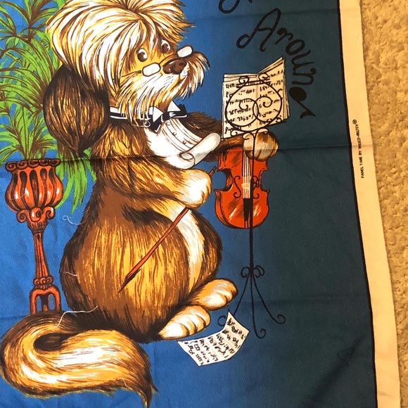 9686 Fabric Panel Vtg 1970’s Dog with Fiddle “Let’s Fiddle Around 22.5” x 29”. - Picture 2 of 11